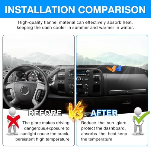 Autorder Dashboard Cover Mat for 2007-2013 Chevy Chevrolet Silverado&GMC Sierra - Image 3
