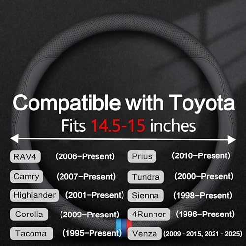 Leather Car Steering Wheel Cover, Tricolor Sporty Style, Breathable - Image 3