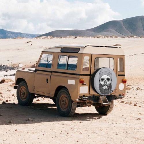 Skull Spare Tire Cover 15 inch Sailor Sea Captain Hipster Pipe Beard Skeleton - Image 2