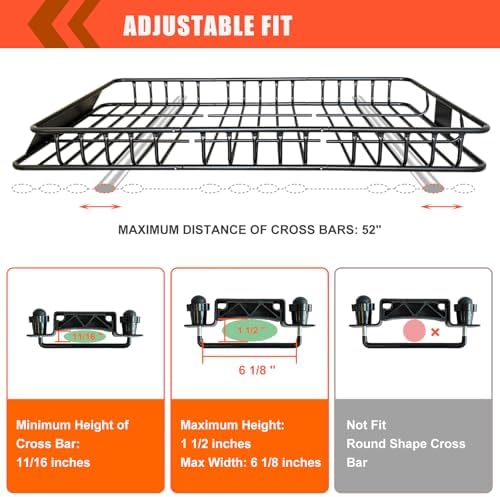 Roof Rack Rooftop Cargo Carrier Basket 65"*39"*6"+Waterproof Bag 20 Cu.Ft. - Image 4