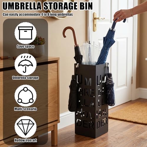 Square Metal Umbrella Holder, Square Free Standing Umbrella Rack Decorative - Image 3