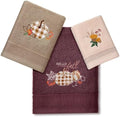 Peryiter 3 Pack Plaid Autumn Pumpkin Decorative Bath Towel Set by Peryiter