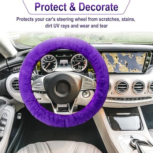 3 PCS Fluffy Steering Wheel Cover Set - Image 5