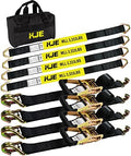 KJE Heavy Duty Car Trailer Tie Down Straps 4 Pack Kit by KJE