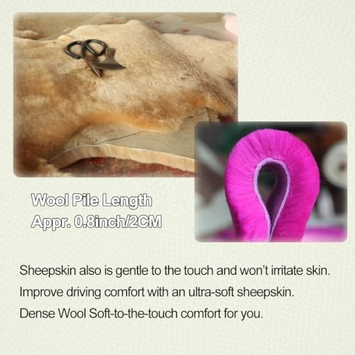 AOGELAN Fluffy Fuzzy Genuine Sheepskin Car Seat Belt Cover - Image 5