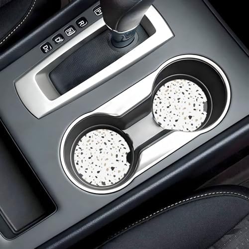 Terrazzo Marble Car Cup Holder Coaster 2 Pack Absorbent Ceramic Car Coasters - Image 6