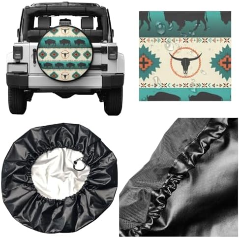 Native American Bison Spare Tire Cover Wheel Protector Universal Fit - Image 5