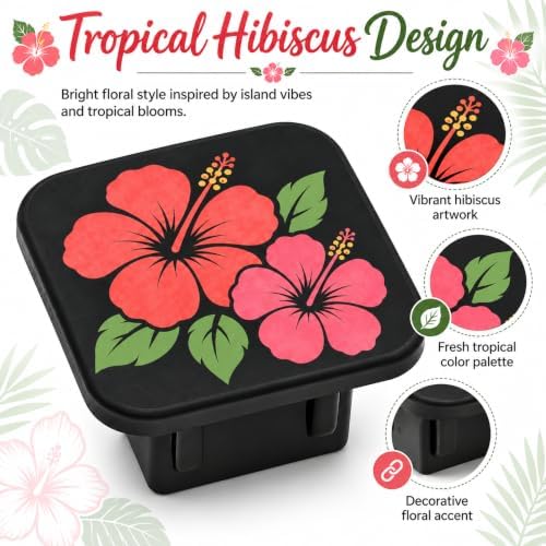Hibiscus Flower Trailer Hitch Cover, 2 Inch Rubber Receiver Plug - Image 5