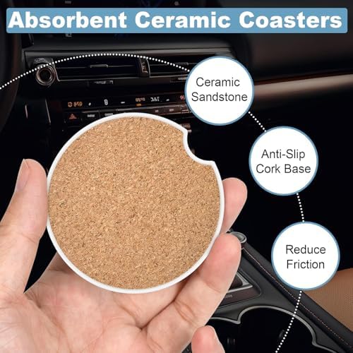 Ceramic Car Cup Holder Coasters Set of 2, 2.56 in Little Monster - Image 4