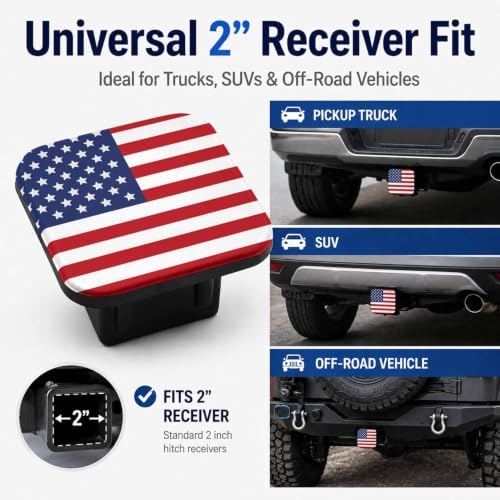 Trailer Hitch Covers American Flag Heavy Duty 2 Inch Hitch Cover - Image 4