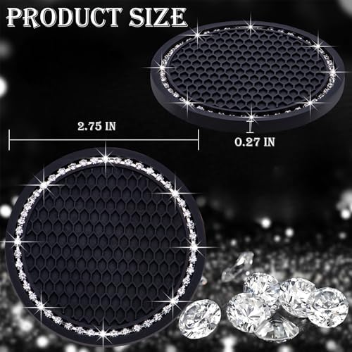 2PCS Bling Cup Holder Coaster, 2.75 Inch Auto Car Cup Holder Insert Coasters - Image 2
