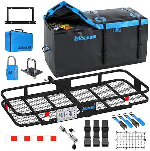 Mockins 60"x24"x6" Heavy Duty Steel Folding Trailer Hitch Cargo Carrier by Mockins