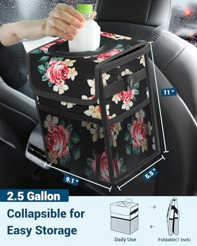 Capolo Car Trash Can with Lid, Leakproof Car Garbage Can Car Trash Bag - Image 2
