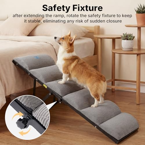Veehoo Dog Ramp for Bed Couch Small Large Dogs, Foldable Pet Ramp 12"-20" H - Image 3