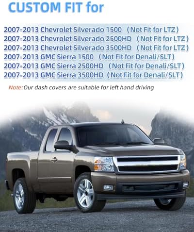 SKYLOTEC Dash Cover for Chevy Silverado 1500 LT/LS/WT/GMC Sierra 2007-2013 - Image 2