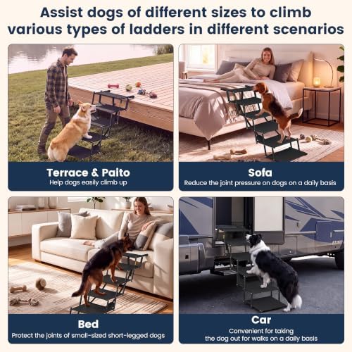 Foldable Dog Steps for Car Dog Stairs for Large Dogs Ramp 5 Steps - Image 5