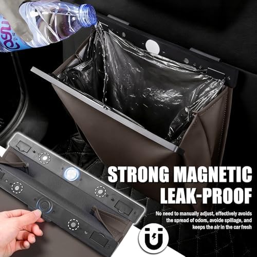 LED Car Trash Can Leak-Proof, Strong Magnetic Fast Closing Car Trash Bin as - Image 5