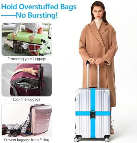 BILIONE 2 Pack Luggage Straps for Suitcase w/Password Lock & Tags - Image 5
