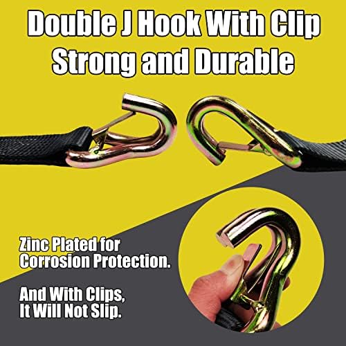 KJE Heavy Duty Car Trailer Tie Down Straps 4 Pack Kit - Image 4
