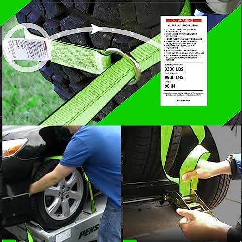 Tire Straps for Car Trailers, 4 Pack 2"x96", 300 lbs WLL - Image 6