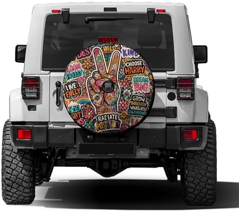 KiuLoam Floral Peace Sign Gesture Spare Tire Cover by KiuLoam