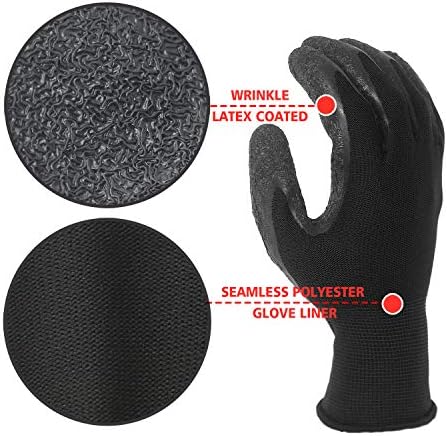 Evridwear Crinkle Latex Rubber Coated Safety Work Gloves - Image 4
