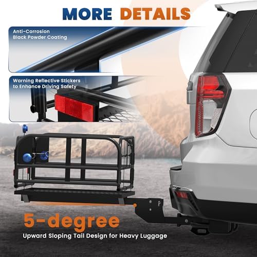 KUIPERAUTO 60" x 24" x 14" Folding Rack Hitch Mount Cargo Carrier 500 Lbs - Image 4