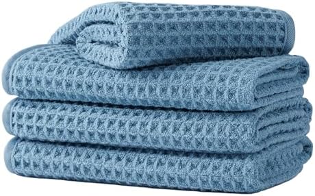 Microfiber Waffle Face Towels, 4 Pieces, Fast Drying, Lint Free 430 GSM by Unknown