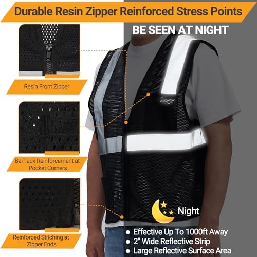 AYKRM 2 Pocket Mesh High Visibility Reflective Safety Vest - Image 2