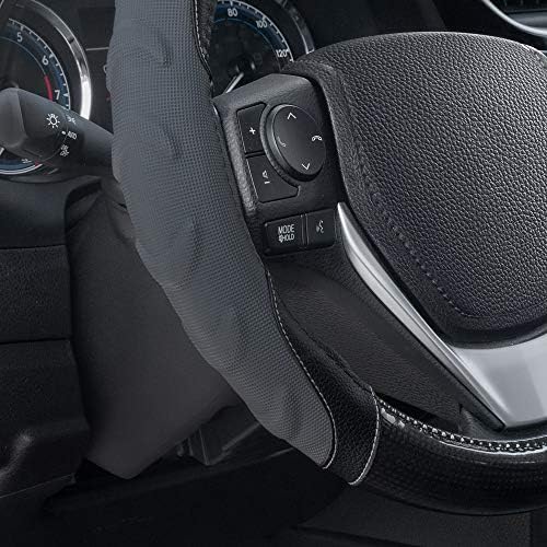 Motor Trend GripPlus Black Carbon Fiber Steering Wheel Cover, Standard 15 inch - Image 6