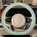 Nappa Leather Green D Shaped Steering Wheel Cover 15 inch by Binsheo