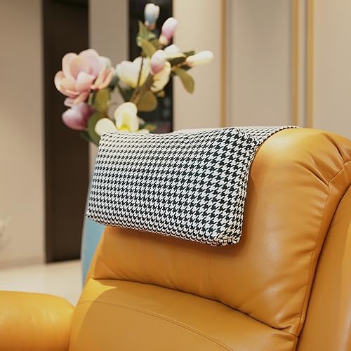 Velvet Recliner Headrest Pillow, Non-Slip Neck Support, Houndstooth by AmazeCov
