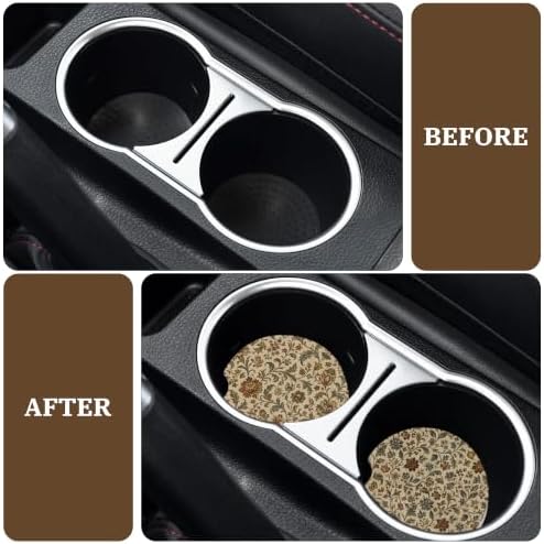 Vintage Floral Car Coasters for Cup Holders, Absorbent Coaster for Women - Image 3