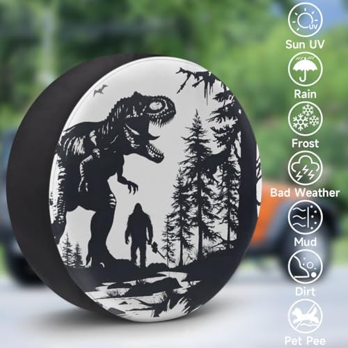 Black Dinosaur Spare Tire Cover Dust-Proof Wheel Protector - Image 3