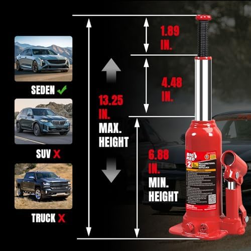 Big RED Welded Car Bottle Jack - Image 2
