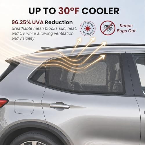 L/Car Window Shades for Baby, 8 Sizes/2-Pack. Stretch-to-Fit Up to H:18"× W:40" - Image 2
