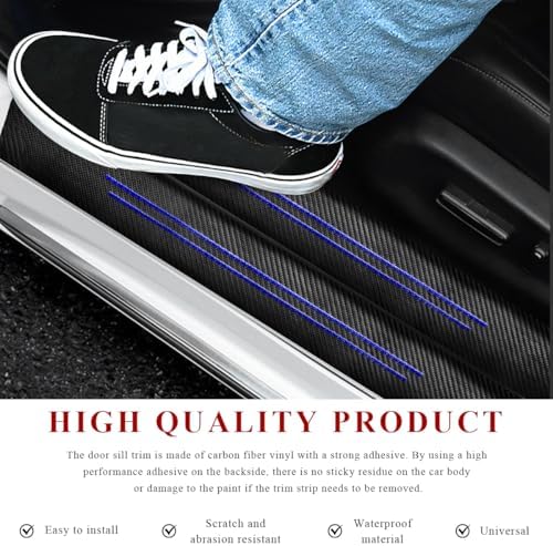 4 PCS Car Door Sill Protector, Anti-Scratch Carbon Fiber Car Door Entry Guards - Image 6