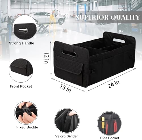 Car Trunk Organizer for SUV, Collapsible Car Storage Organizer Large Black - Image 3