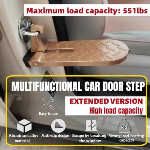 Car Door Step for Roof Access, Extended Folding Door Latch Step, Non-Slip - Image 2