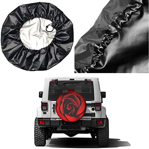 KiuLoam Vibrant Red Rose Flower Spare Tire Cover Polyester Universal Sunscreen - Image 5