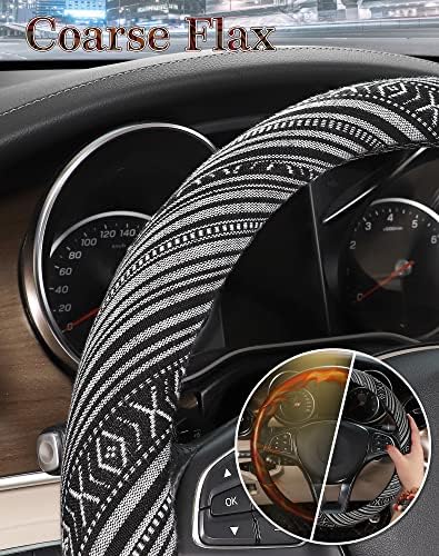 SEG Direct Boho Steering Wheel Cover, Baja Blanket Cloth, Coarse Flax - Image 4