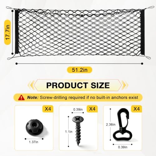 BFXM Cargo Net, 51.2"x17.7" Dual-Layer Nylon Trunk Net - Image 2