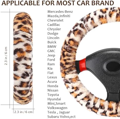 Accmor Fluffy Car Steering Wheel Cover, Universal Fuzzy Wheel Cover 14 1/2-15 & - Image 2