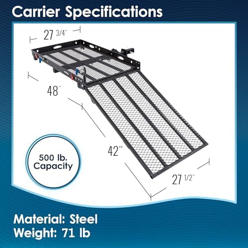 Silver Spring Folding Steel Wheelchair Scooter Carrier, 500 lb, 42 in Ramp - Image 2