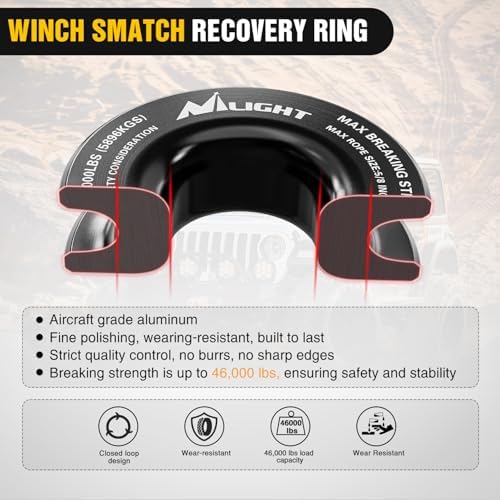 Nilight 2PCS Synthetic Soft Shackle 1/2" x 24" & Recovery Ring Kit - Image 4