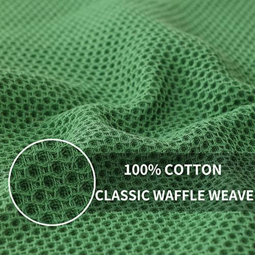 Homaxy 100% Cotton Waffle Weave Kitchen Dish Towels 6-Pack, Grass Green - Image 2