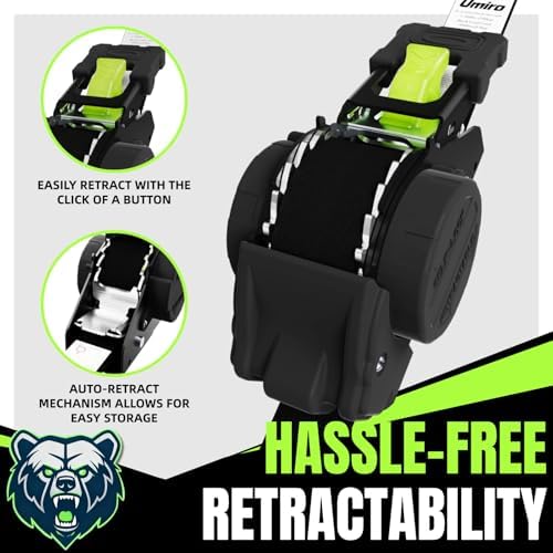 Retractable Ratchet Straps, 1 Inch x 12 Feet Heavy Duty Tie Downs, 1760lb Break - Image 6