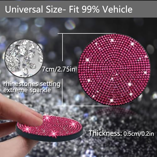 NBTEPEM 2pcs Bling Car Cup Holder Coaster, 2.75 inch Anti-Slip Shockproof - Image 2