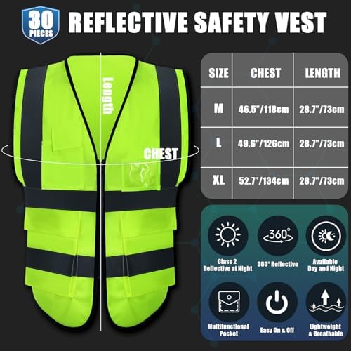 Leumoi 30 Pack Reflective Safety Vest - Image 2