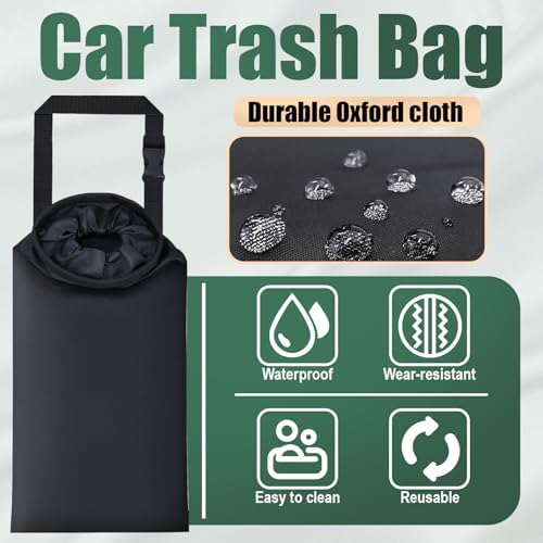 ecocstm 2 PCS Car Trash Bags, Car Accessories Washable Garbage Bag Hanging - Image 5